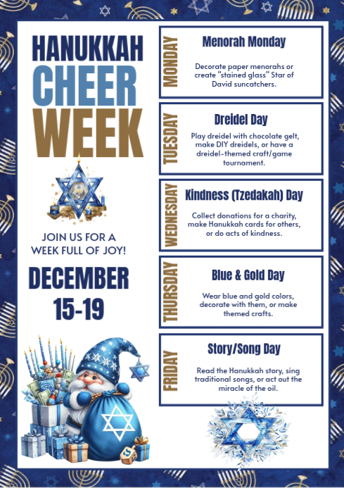 White List-based Hanukkah Spirit Week Event A4 template