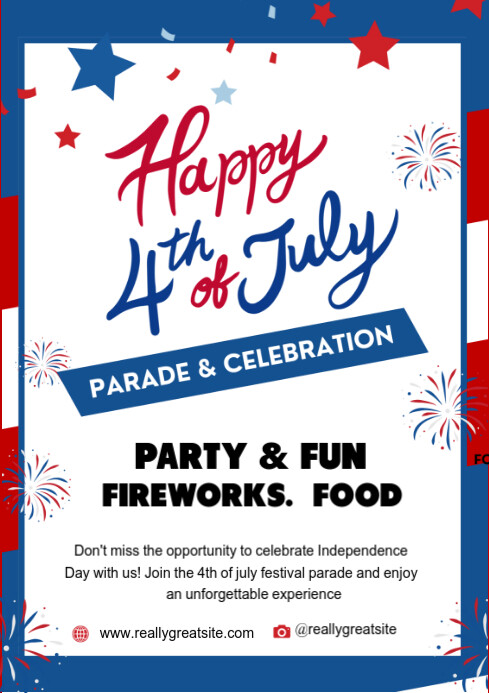 White List-based Happy 4th Of July Post A4 template