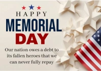 White List-based Happy Memorial Day Honouring  Postcard template
