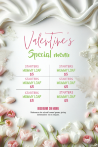 White List-based Happy Valentine's Day Menu Poster Póster template