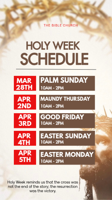 Holy Week Schedule Template | PosterMyWall