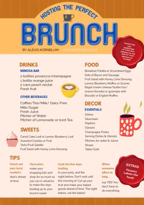 White List-based Hosting The Perfect Brunch menu A3 template