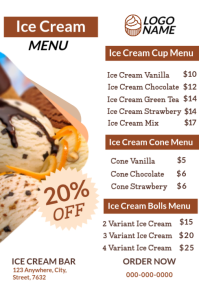 White Ice Cream Menu A4 Template