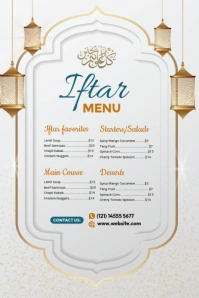 White List-based Iftar Menu Design Pinterest Graphic template