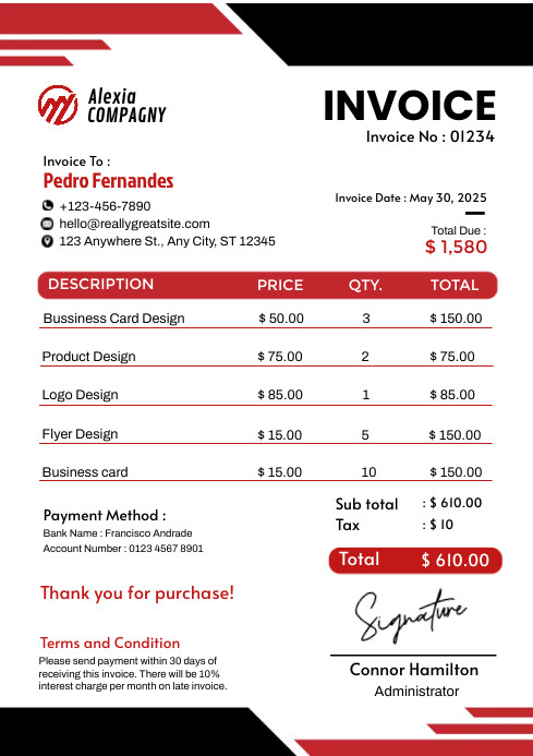 Copy of White List-based Invoice A4 | PosterMyWall