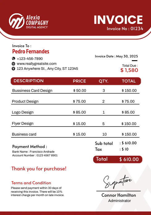 Copy of White List-based Invoice A4 | PosterMyWall