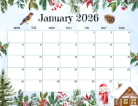 White List-based January 2026 Calendar  Flyer (us Letter) template