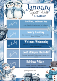 White List-based January School Spirit Week A4 template