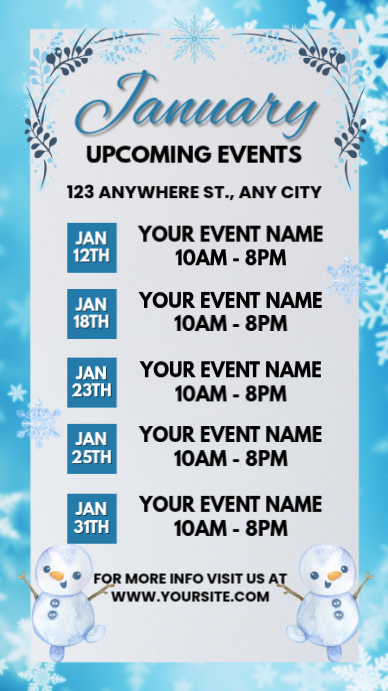 White List-based January Upcoming Events List Instagram Story Template ...