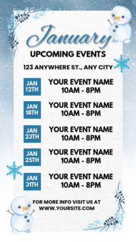 White List-based January Upcoming Events List Instagram Story Instagram-verhaal template