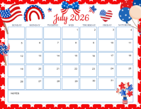 White List-based July 2026 Calendar Flyer template