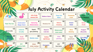 White List-based July Activity Calendar  Presentation (16:9) template