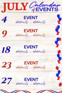White List-based July Event Calendar Poster template