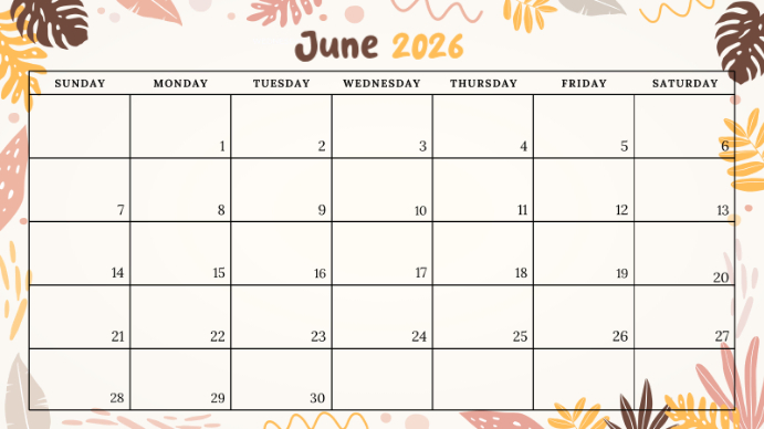 June 2026 Calendar Template | PosterMyWall