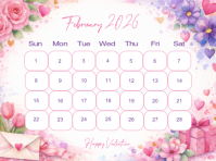 White List-based February 2026 Calendar Presentation template