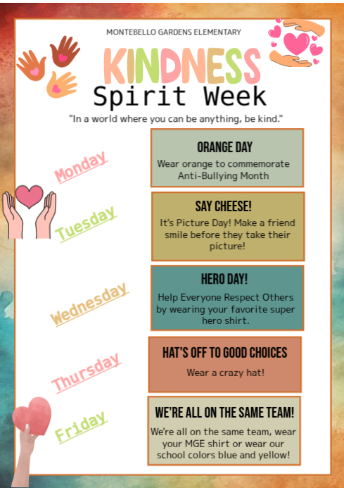 White List-based Kindness Spirit Week Events A4 template