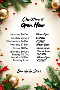 White List-based Light Yellow Christmas Open Hour  Poster template