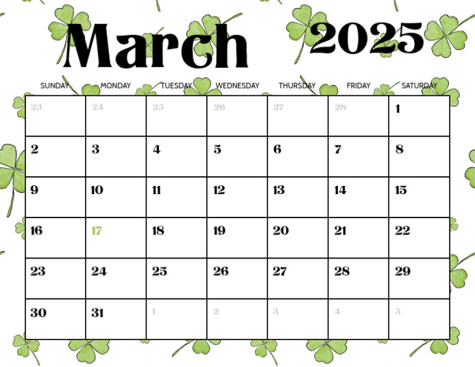 White List-based March 2025 Calendar Spring Flyer (us Letter) template