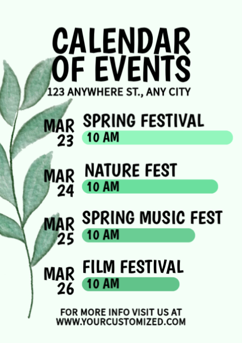 White List-based March Calendar Of Events A2 Template | PosterMyWall