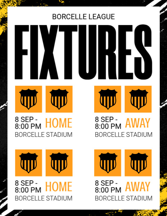 White List-based Match Fixtures Flyer (us Letter) template