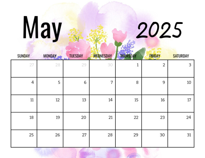 White List-based May 2025 Calendar Spring Flyer (us Letter) template