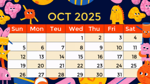 White List-based October Calendar 2025 Presentation (16:9) template