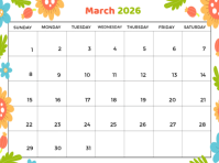 White List-based march Calendar 2026 Presentation template