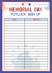 White List-based Memorial Day Potluck Sign Up A6 template