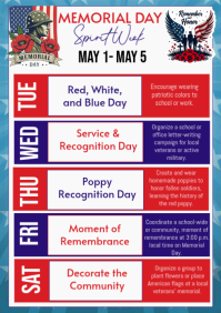 White List-based Memorial Day Spirit Week A4 template