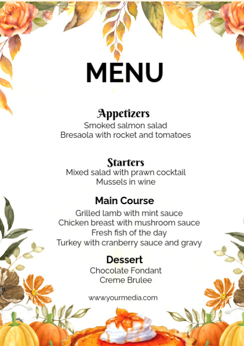 Copy of White List-based Menu Restaurant A2 | PosterMyWall