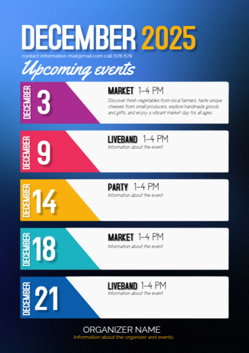 White List-based Modern Colorful Listbased Upcoming Events A4 template