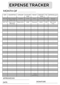 สีขาว Expense Tracker A4 Template