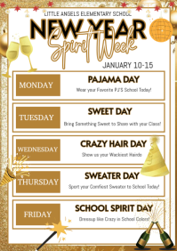 White List-based New Year's School Spirit Week  A4 template