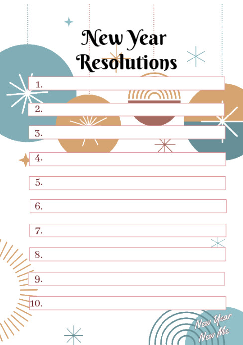 White List-based New Year Resolution Template  A4