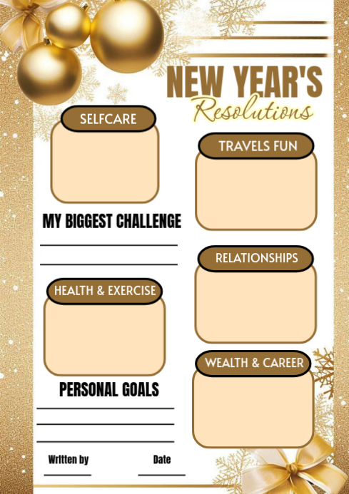 Resolution Card Design White List-based New Years Resolutions Card A4 Template | PosterMyWall