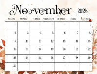 White List-based November 2025 Calendar Leaf Flyer (us Letter) Pamflet (Letter AS) template