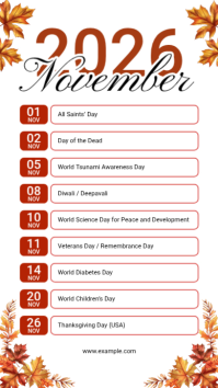 White November Events Calendar Digitalanzeige Template