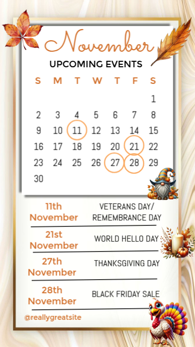 White List-based November Upcoming Event List Instagram Story template