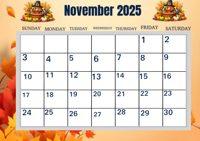 White List-based November Upcoming Events A4 Template | PosterMyWall