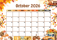 White Autumn Calendar A4 Template