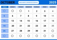 White List-based October 2025 Calendar Postcard template