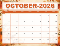 White October 2026 Calendar 传单(美国信函) Template