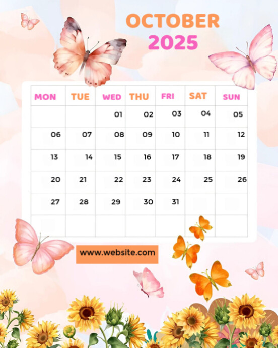 White List-based October Calendar 2025 Instagram Portrait template