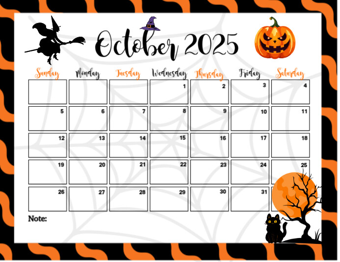 White List-based October Calendar  Flyer (us Letter) template