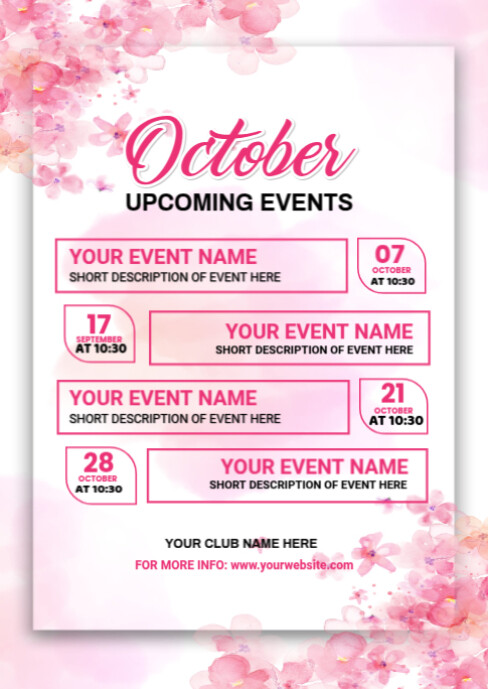 White List-based October Upcoming Events  A6 template
