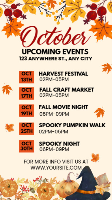 Copy of White List-based October Upcoming Events Instagram Story ...