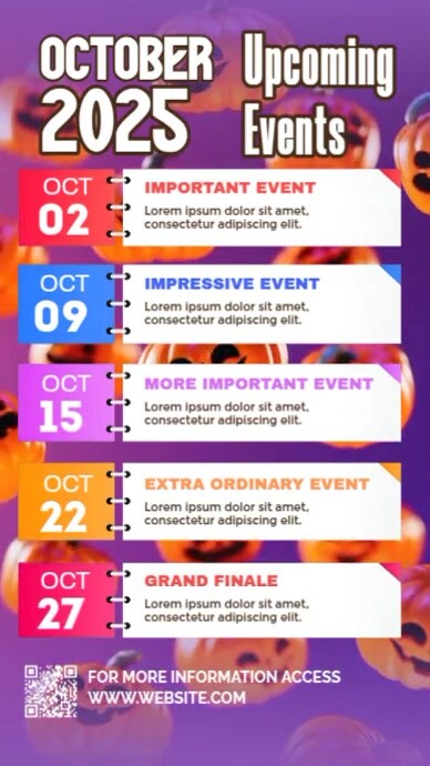 White List-based October Upcoming Events Schedule  Instagram Story Instagram-verhaal template