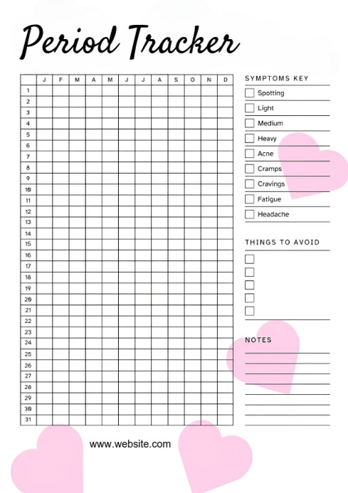 Copy of White List-based Period Tracker A4 | PosterMyWall