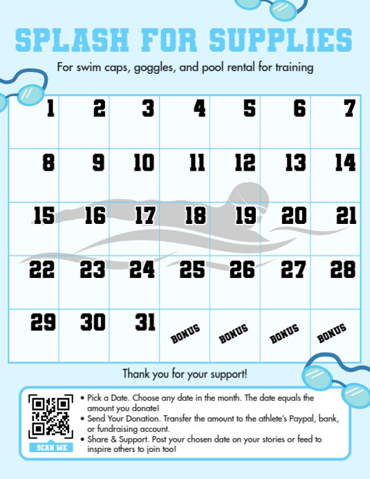 White List-based Pick A Date Swimming Flyer (us Letter) Pamflet (VSA Brief) template