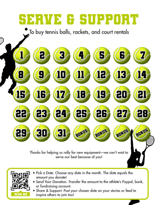 White List-based Pick A Date Tennis Flyer (us Letter) Pamflet (VSA Brief) template